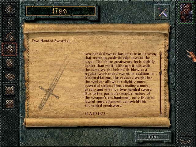 Sword item description
