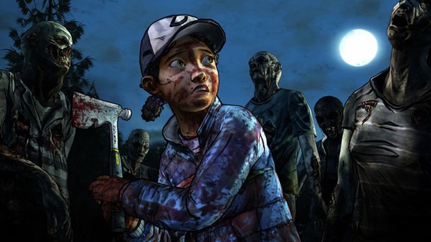 Clem fighting zombies