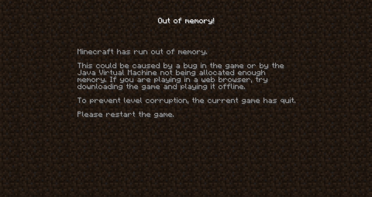 The Minecraft equivalent of the Blue Screen of Death.