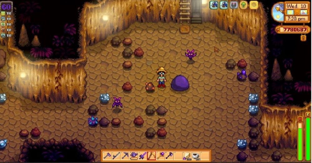 Slimes and bats in SKull Cavern