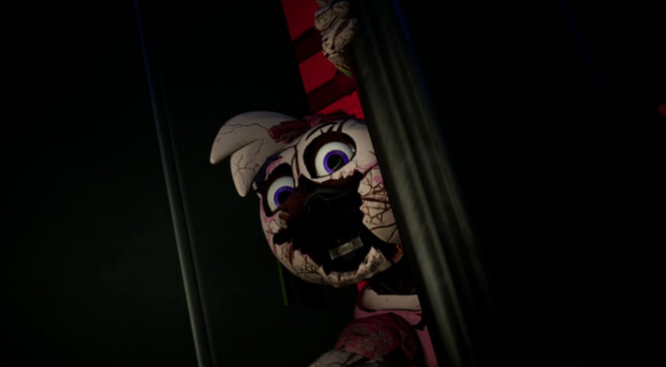 A screencap of Chica after Gregory broke her face.