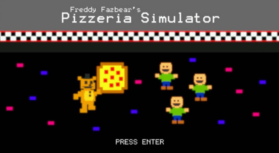 A screencap of the title page from Pizzeria Simulator