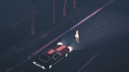 Protagonist in the street lit by their stolen car