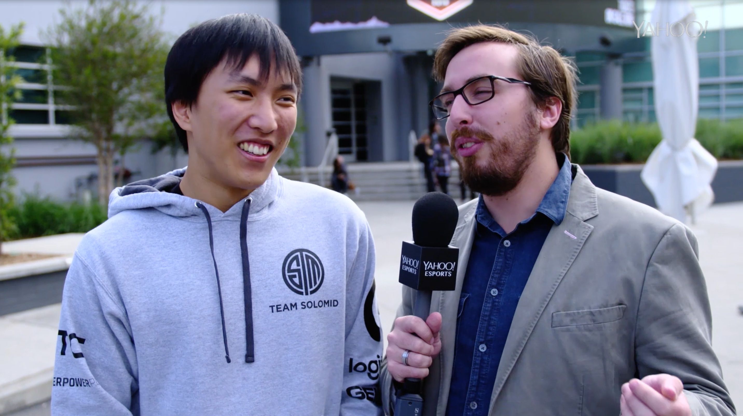 Doublelift being interviewed by Travis Gafford, his friend and former roomate