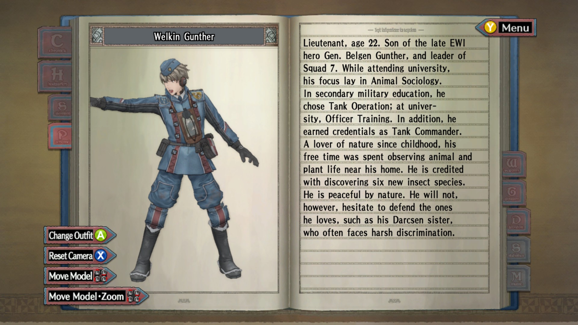 The story of Valkyria Chronicles told through a book