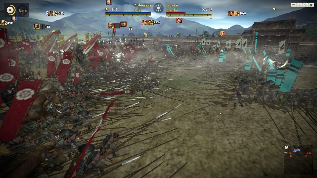 A battle between forces in Nobunaga's ambition