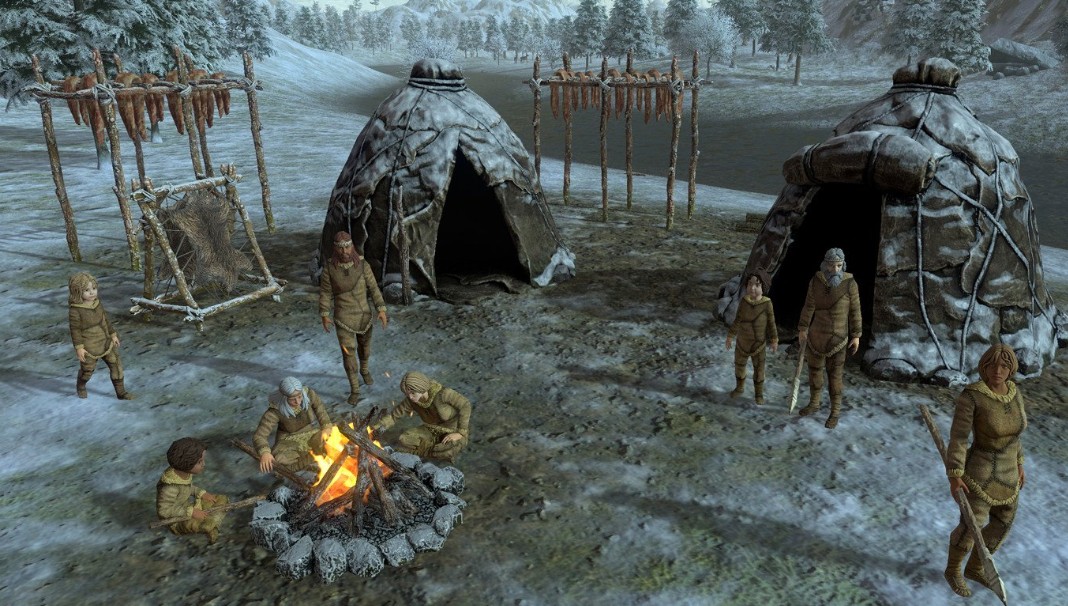 cave man stay warm with fire
