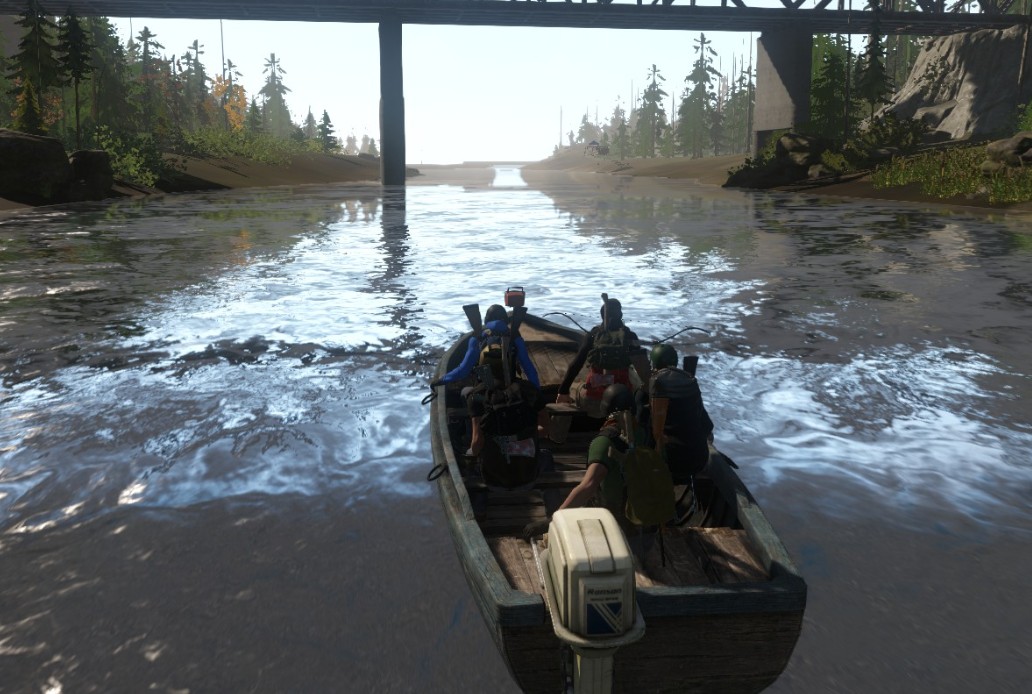 Ride boats down a river in Miscreated