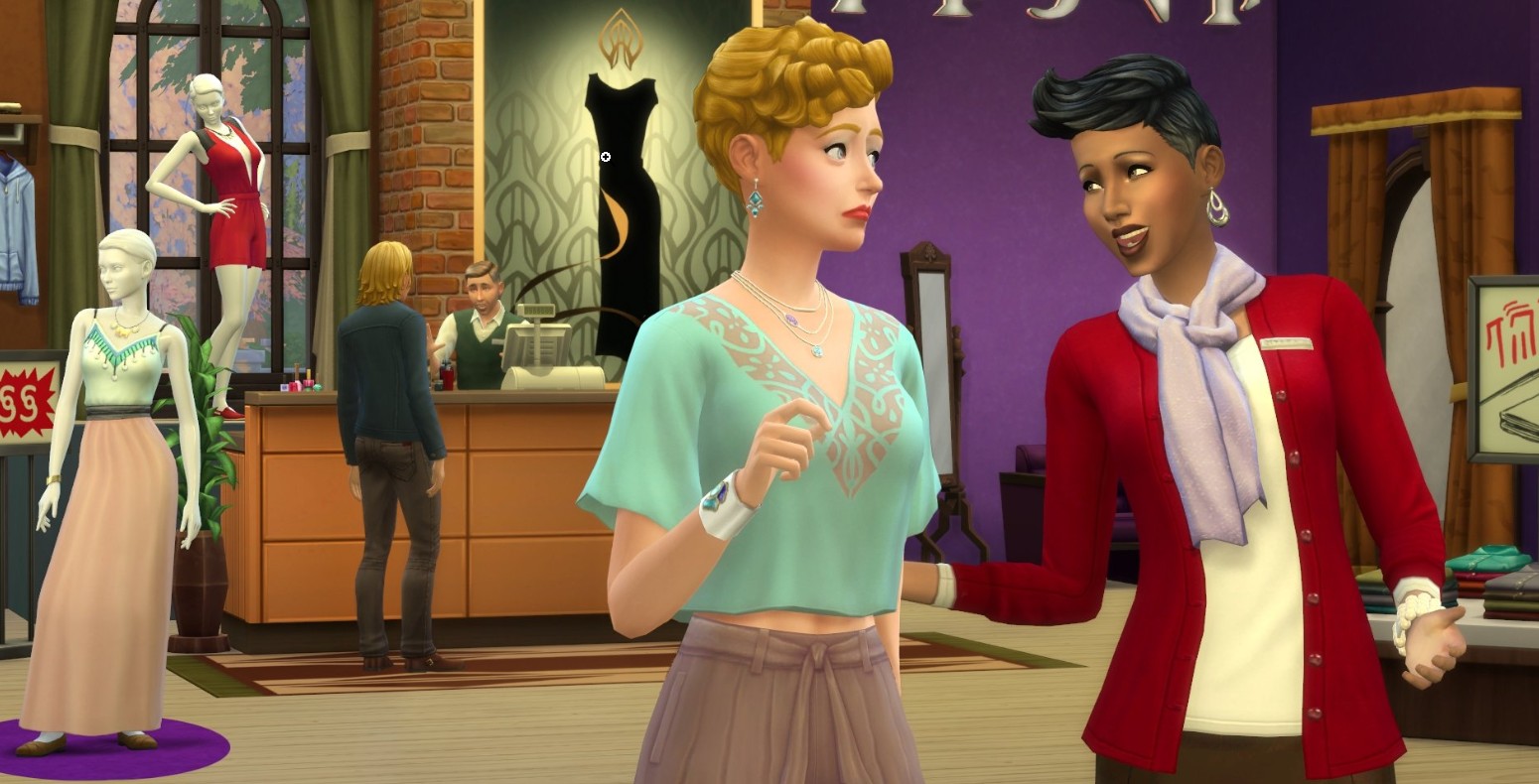 This sim is using her personality in order to successfully make a sale. 
