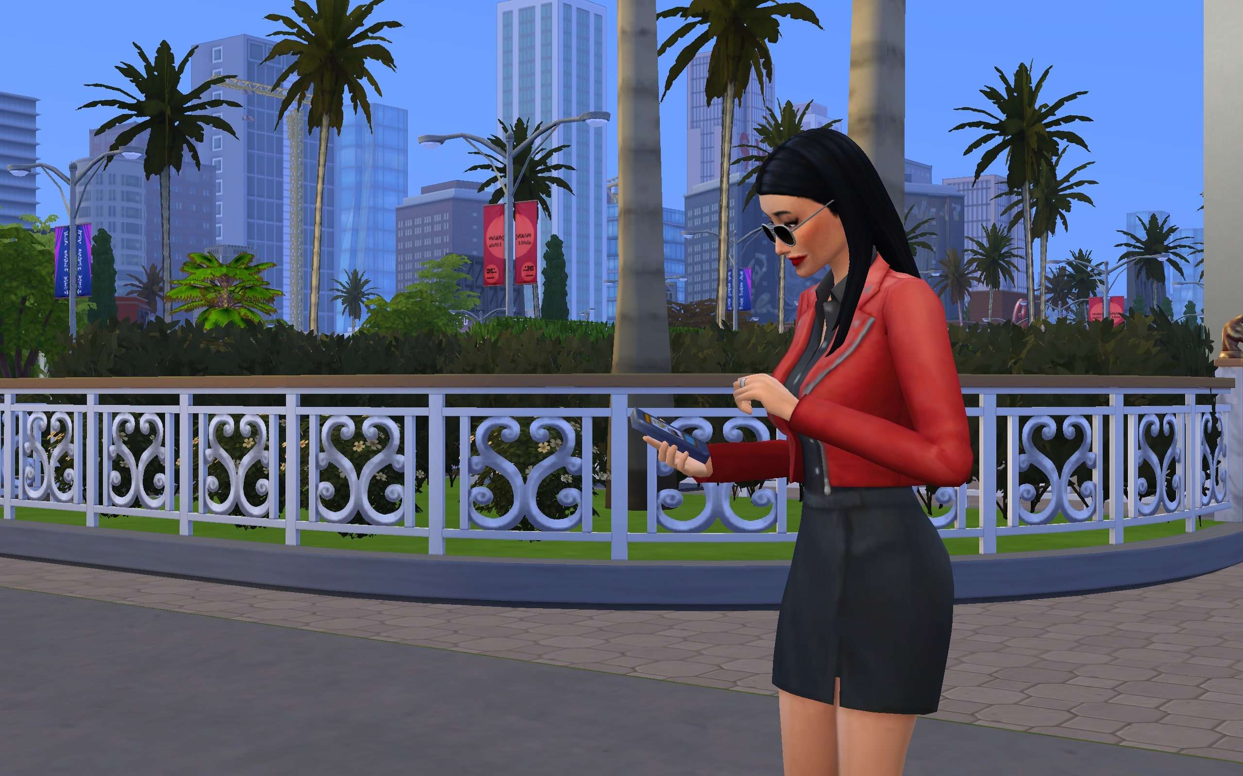 An Influencer Sim checking her Simstagram.
