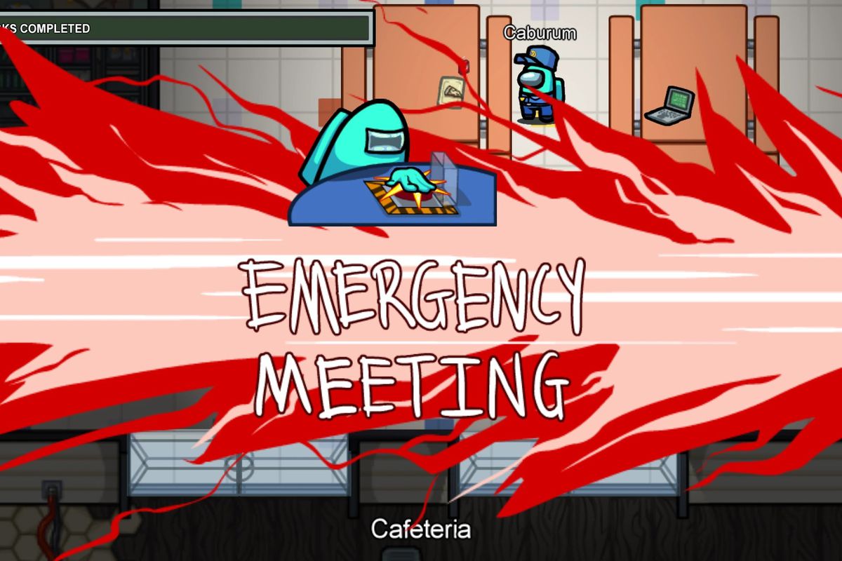 An Emergency Meeting being called by a player