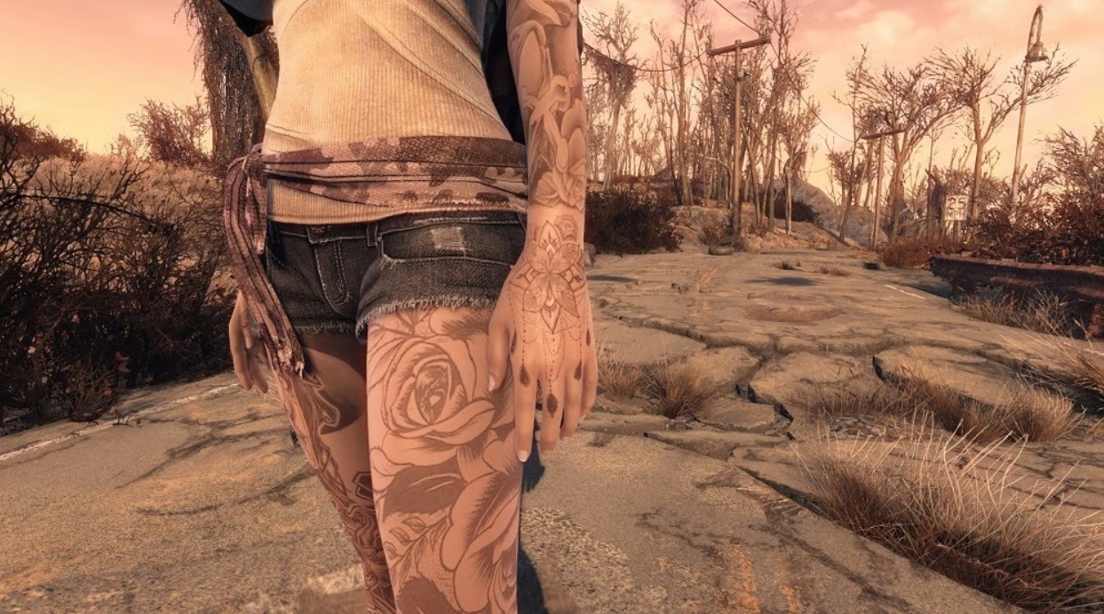 Fallout 4 мод на тело. Fallout 4 Tattoo Mod. Fallout тату.