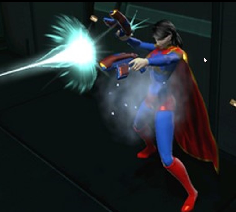 A hero shoots using dual pistols