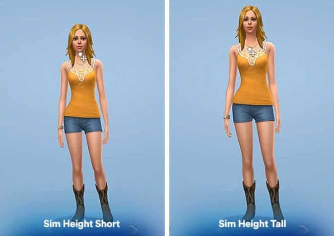 the sims 4 height