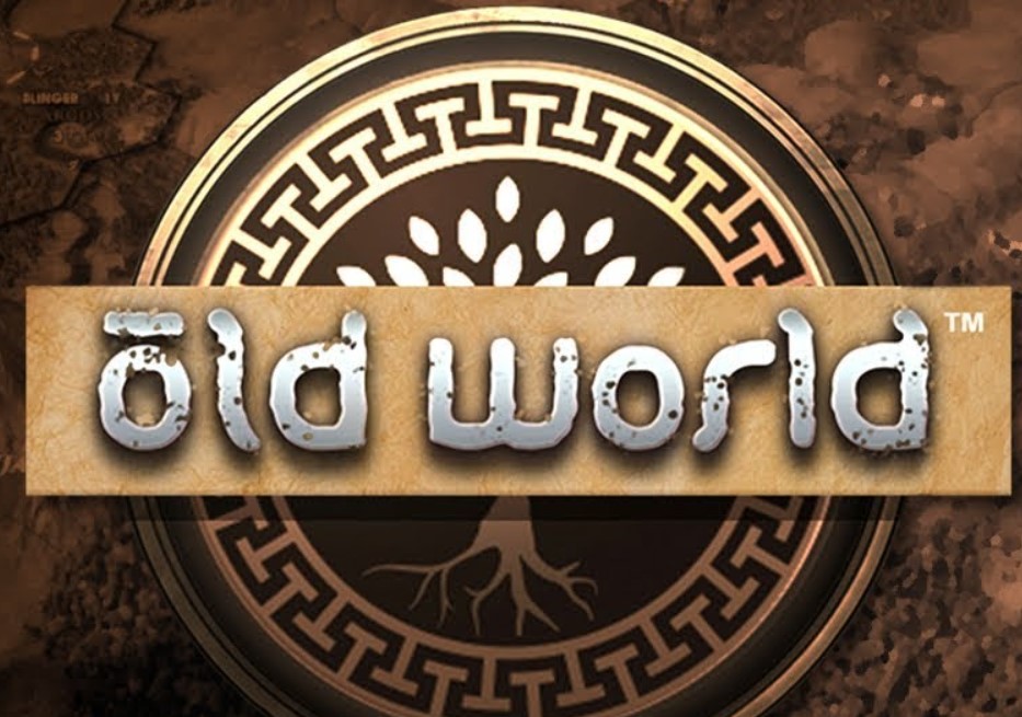 Circular symbol with text over it, reading "Old World"