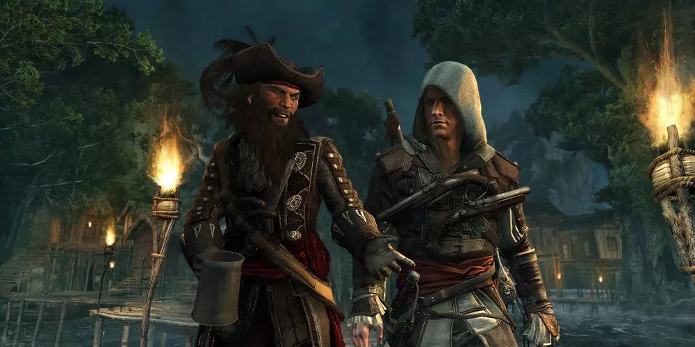Captain Kenway chatting with Blackbeard