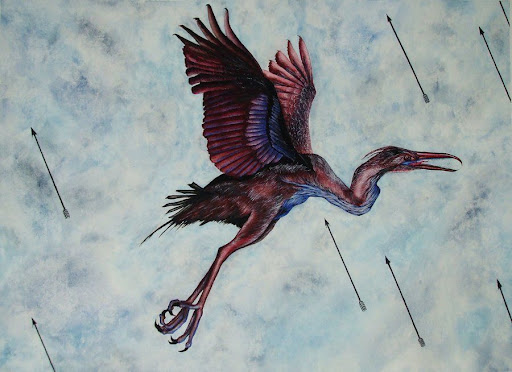 The nearly invulnerable birds had feathers and beaks of sharp metal.