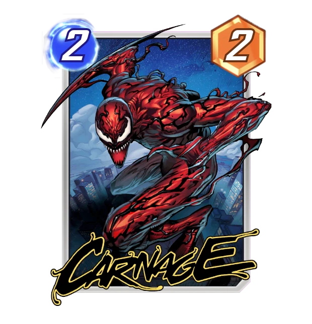 The Carnage card from Marvel Snap