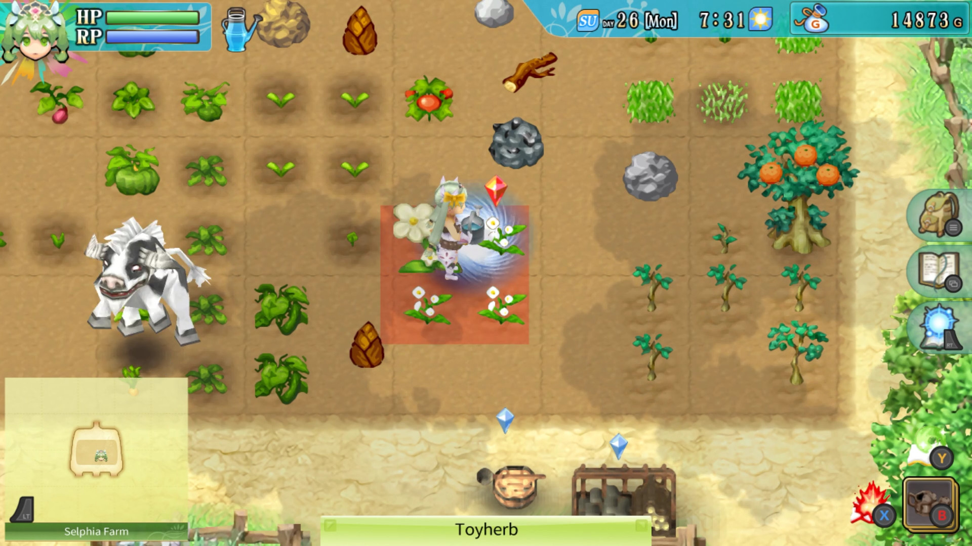 Watering plants in the Rune Factory 4 Special's farm