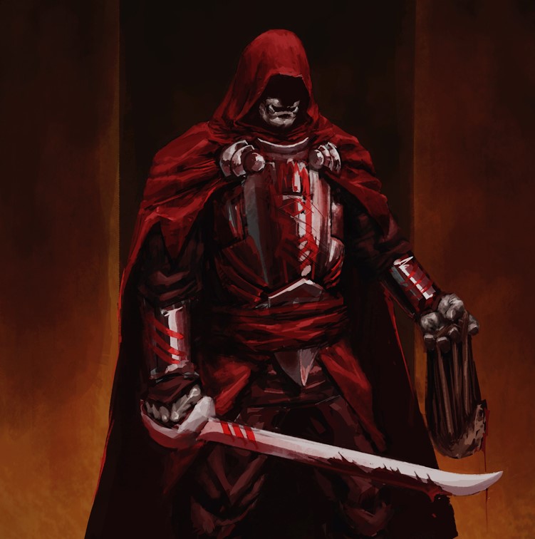 Paladin rogue Cultist with dark red robes