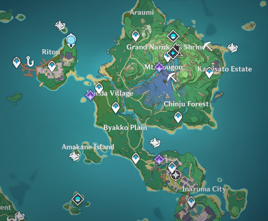 Daily commissions are shown as small purple diamonds on the map