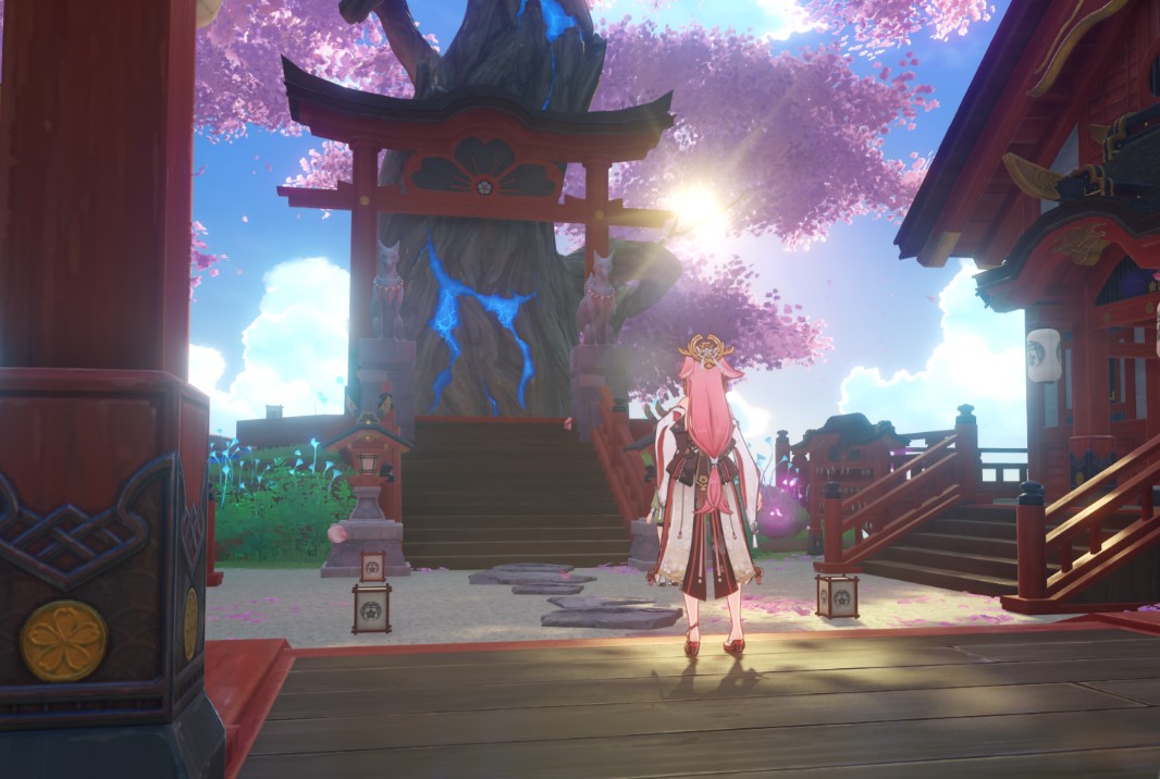 A screenshot of the shrine in Inazuma