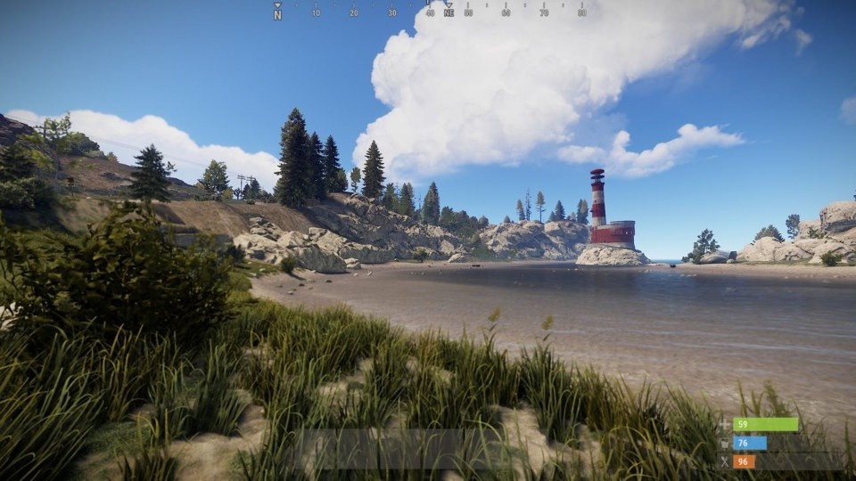 A screenshot featuring a high draw distance, showing off a light house in the back.