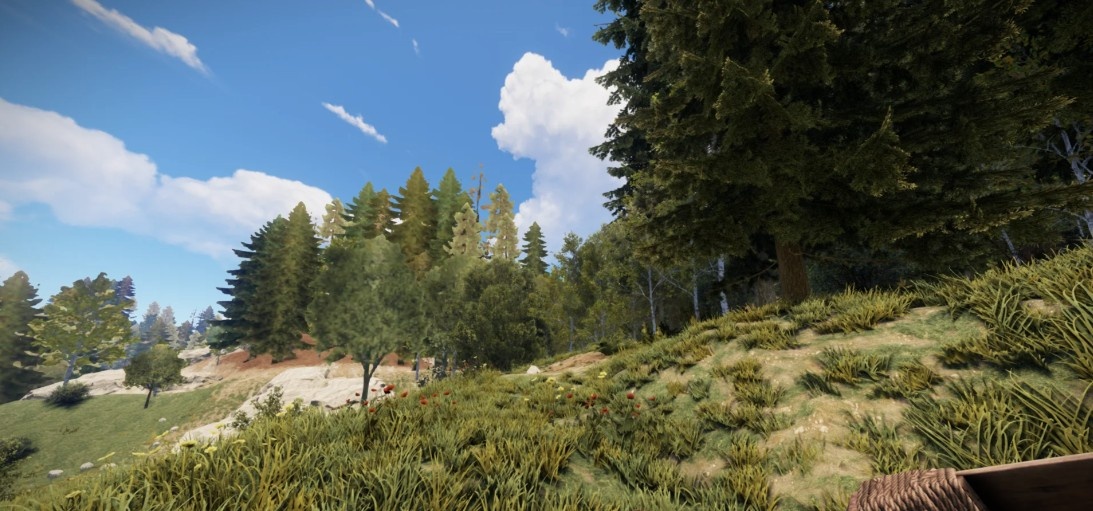 A demonstration of a player with a high number of tree meshes.