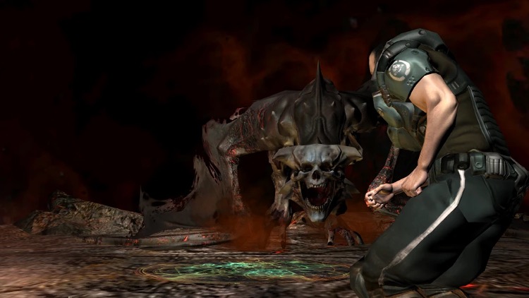 Doom Slayer battling Lost Soul Demon