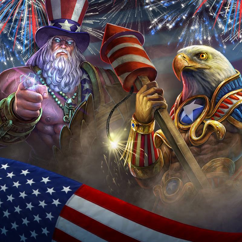 Uncle Zeus and Ra-Merica pose together.