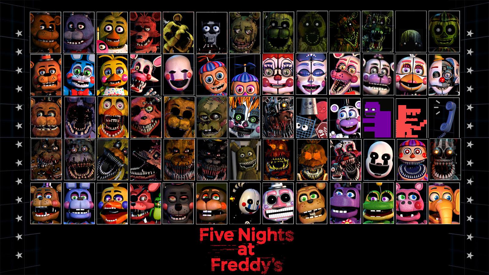 Every fnaf character in 10 words or less