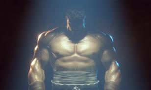 A shirtless Ryu poses in Street Fighter 6's intro.