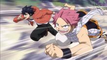 It wouldn't be a Fairy Tail quest without Natsu running towards the horizon with a friend by his side. Even if he doesn't know where he's going.