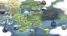 The Sims 4 world map, showing all of the worlds you can enjoy!