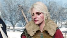 Ciri as she tells Geralt she's decided to join her father.