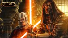 A wallpaper for Knights of the Old Republic featuring longtime friends and nemeses Darth Malak and Revan. 