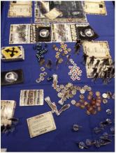 The contents of the Dead of Winter game box