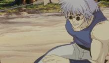 Because of witnessing his sisters death at the hands of Kenshin, his hair turned white.