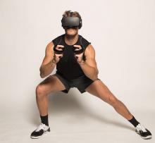 A man performing stretches in VR