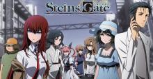 This image features the main cast of popular visual novel Steins;Gate