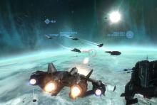 A pitched dogfight from a mission in the Halo: Reach campaign