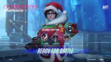 A festive Mei gets ready for an Elimination round in Ecopoint: Antarctica.