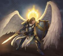 An angel in armor. Sometimes a Cleric or Paladin can summon one.