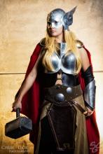 Jane Foster wears a slightly different costume than the original Thor.