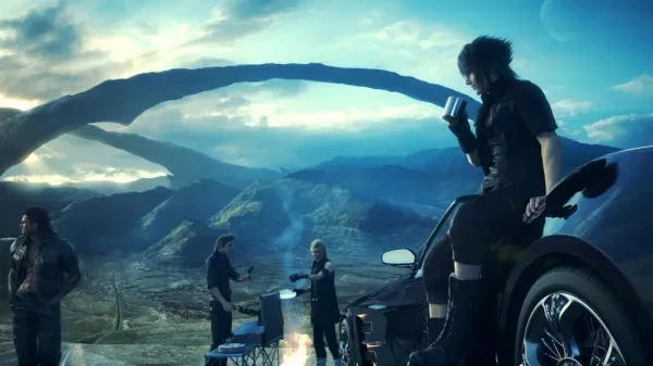Final Fantasy 15 - Noctis and his friends set up camp