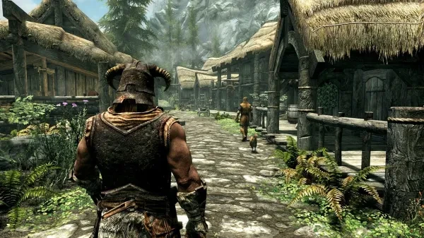 "Then I'm walking in Memphis! Walking with my feet ten feat off the Beale." Traditional Dragonborn in starter town image