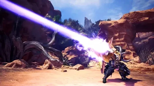 Wyvernblast, seconds before it atomizes a poor off-screen Kelbi. Monster Hunter, World, Iceborne, Gunlance