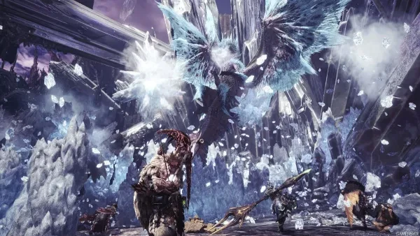 A Bow shooting down Velkhana. Monster Hunter, World, Iceborne, Weapons, Bow, Builds