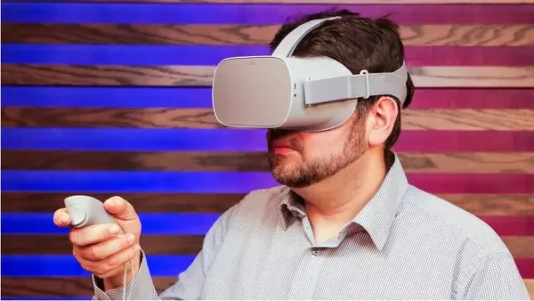 Man playing with the Oculus Go