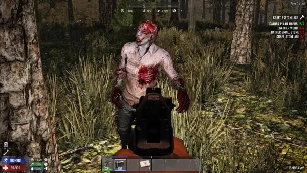 Hungry zombie at the barrel of a gun 